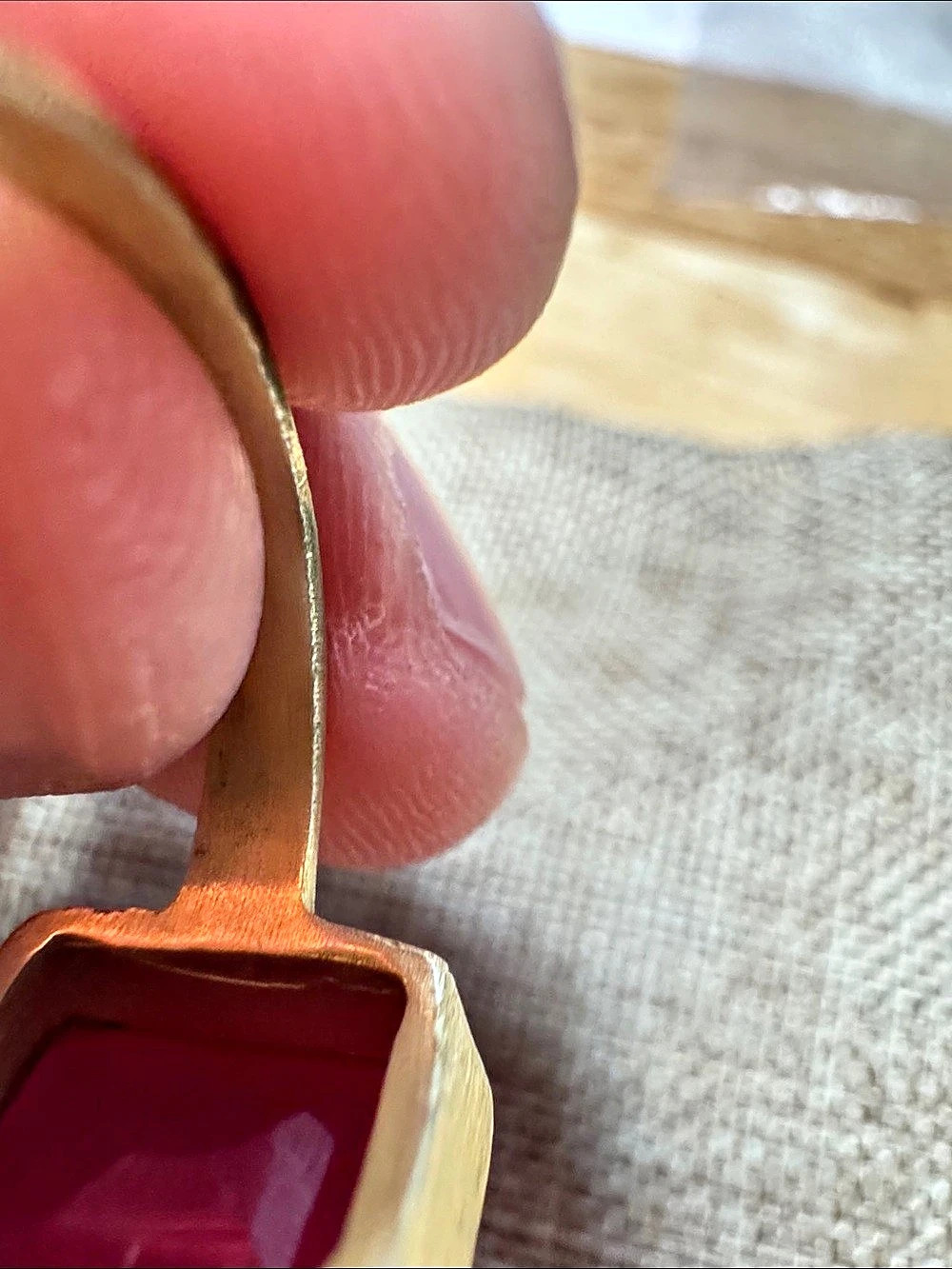 Gold-Tone Red Rectangular Statement Ring - Picture 5 of 6